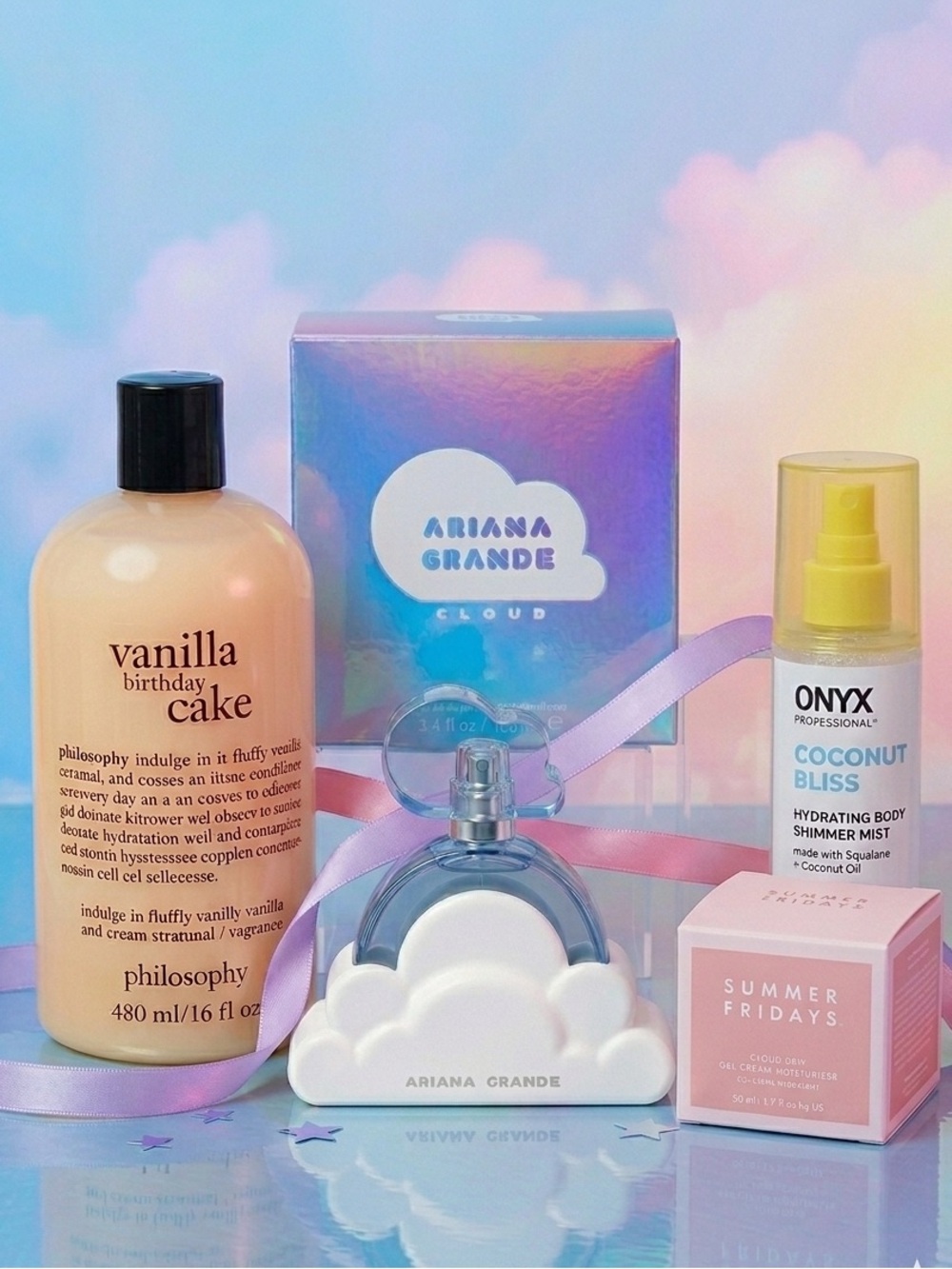 Ariana Grande Cloud + Summer Fridays Cloud Dew Gel Cream + Philosophy 4pc Bundle